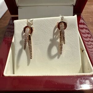 EF Collection Rose Gold Diamond Hook Stud Earrings